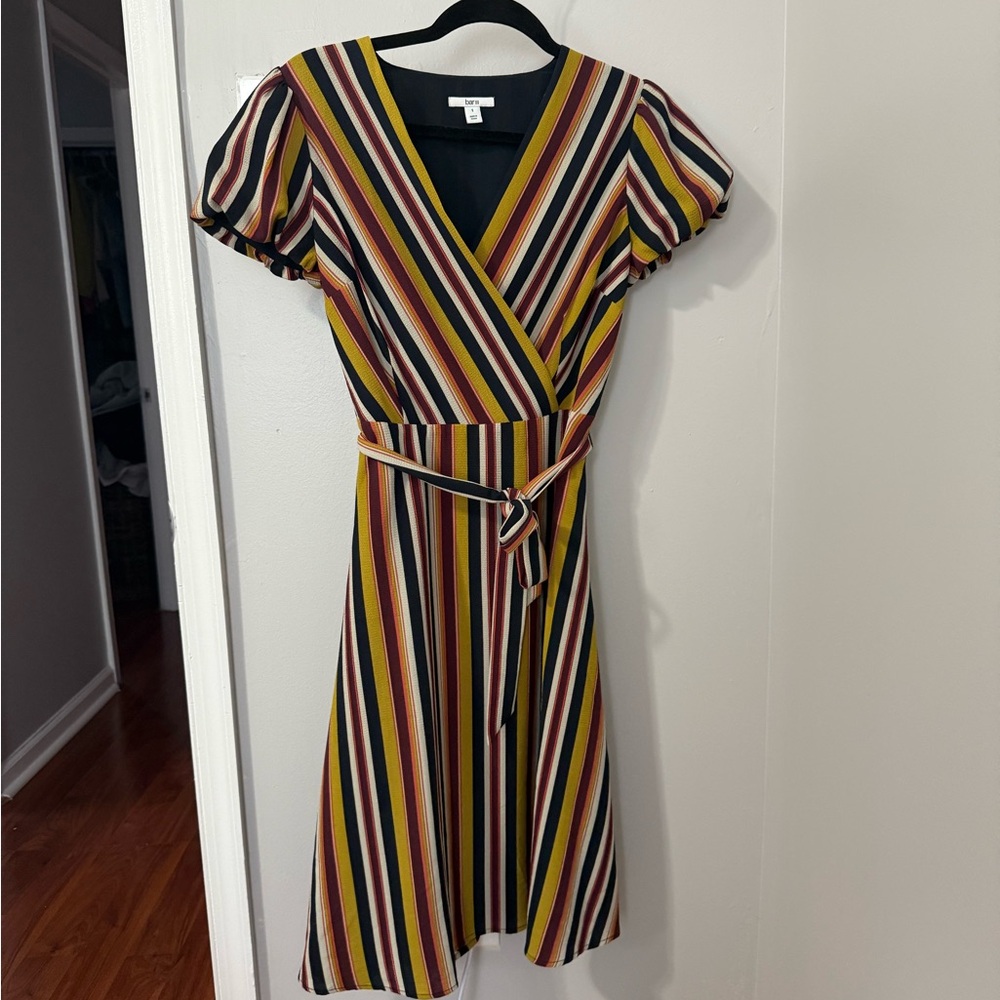 Bar III Multicolor Striped Wrap Midi Dress